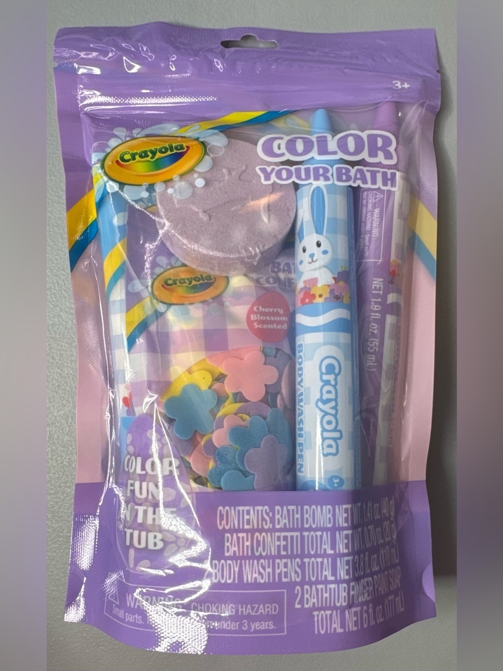Crayola color your bath Purple themed Bath Fun Set with Multicolor Confetti Wash